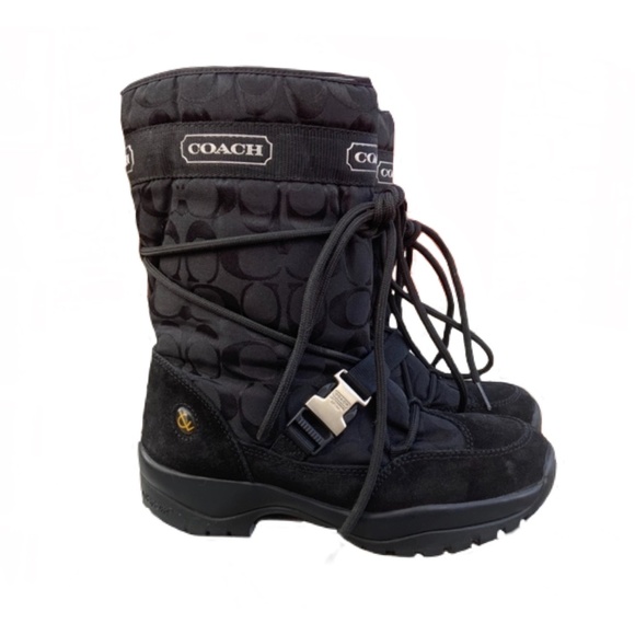Coach Black ‘Sela’ Signature C Suede Snow Boots, Sz 7 - Picture 4 of 14